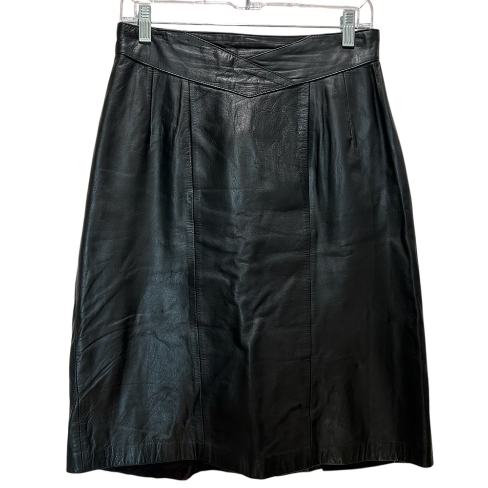 VTG Black Leather Pencil Skirt, Buttery Soft - Size 12